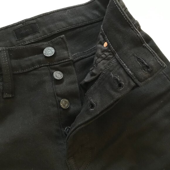 Mother the Tomcat Ankle Jeans Womens 24 Black High Rise Button Fly Straight Leg - Picture 7 of 14